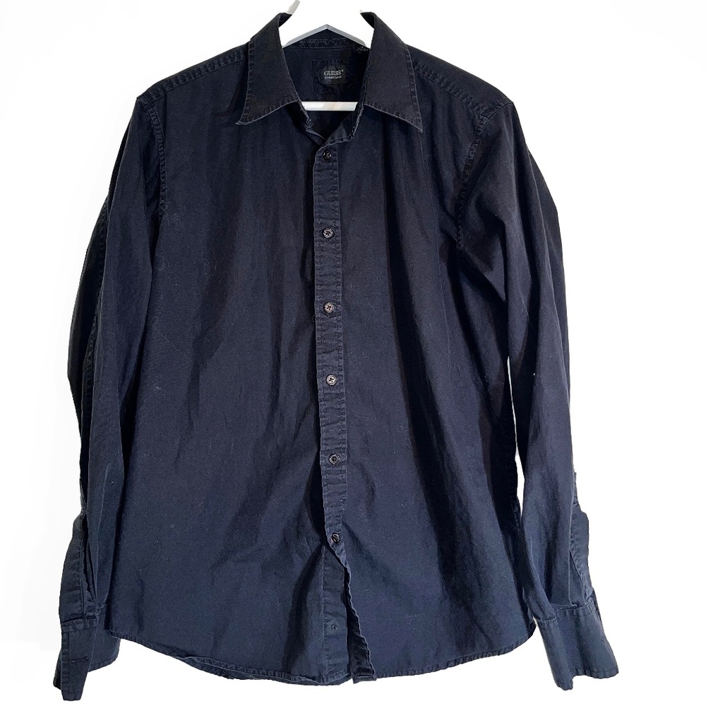 Guess by Marciano Black Button Up Shirt, Size L
